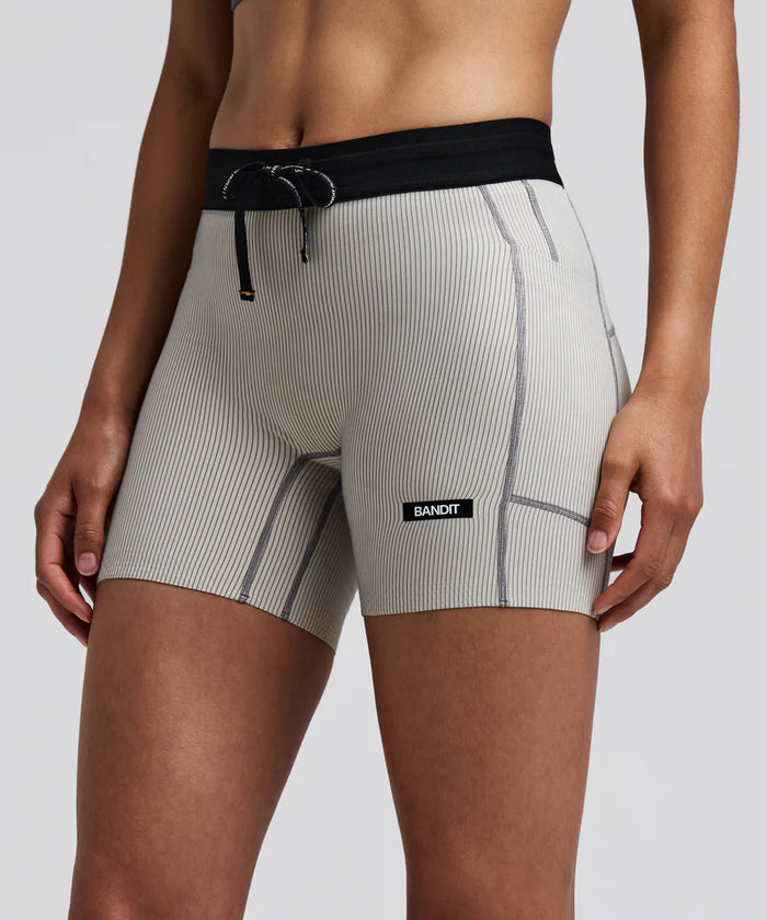 Women's Striped Cadence™ 5" Compression Shorts - Plaster / Slate