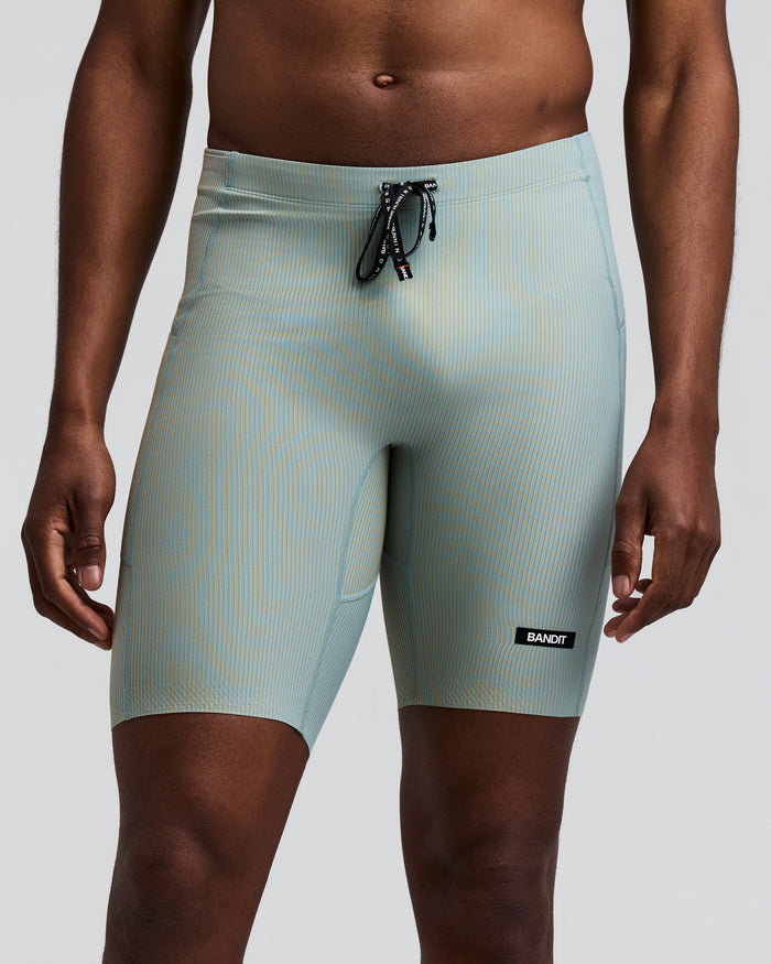 Men's Striped Cadence™ Half Tights - Lagoon / Copal