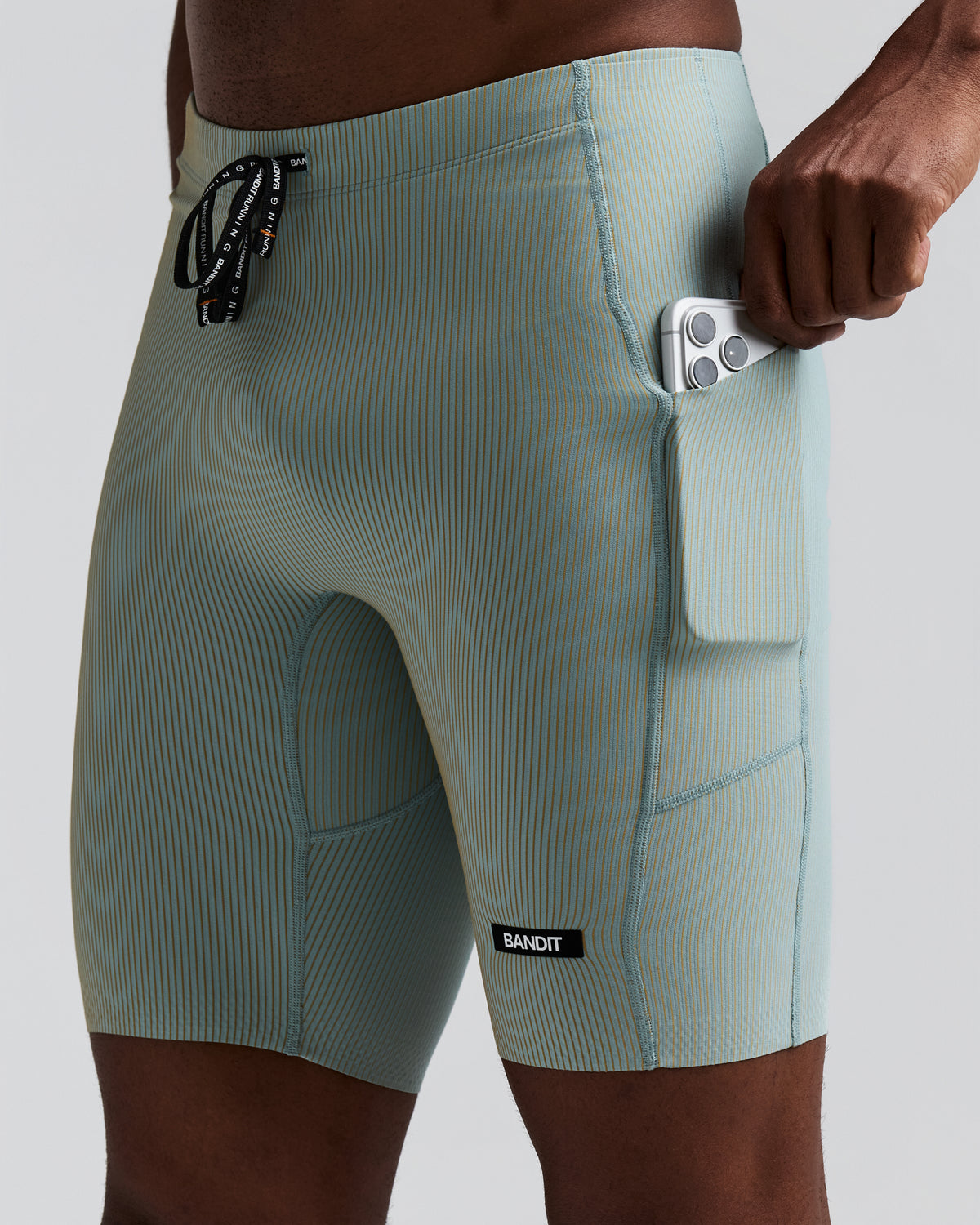 Men's Striped Cadence™ Half Tights - Lagoon / Copal