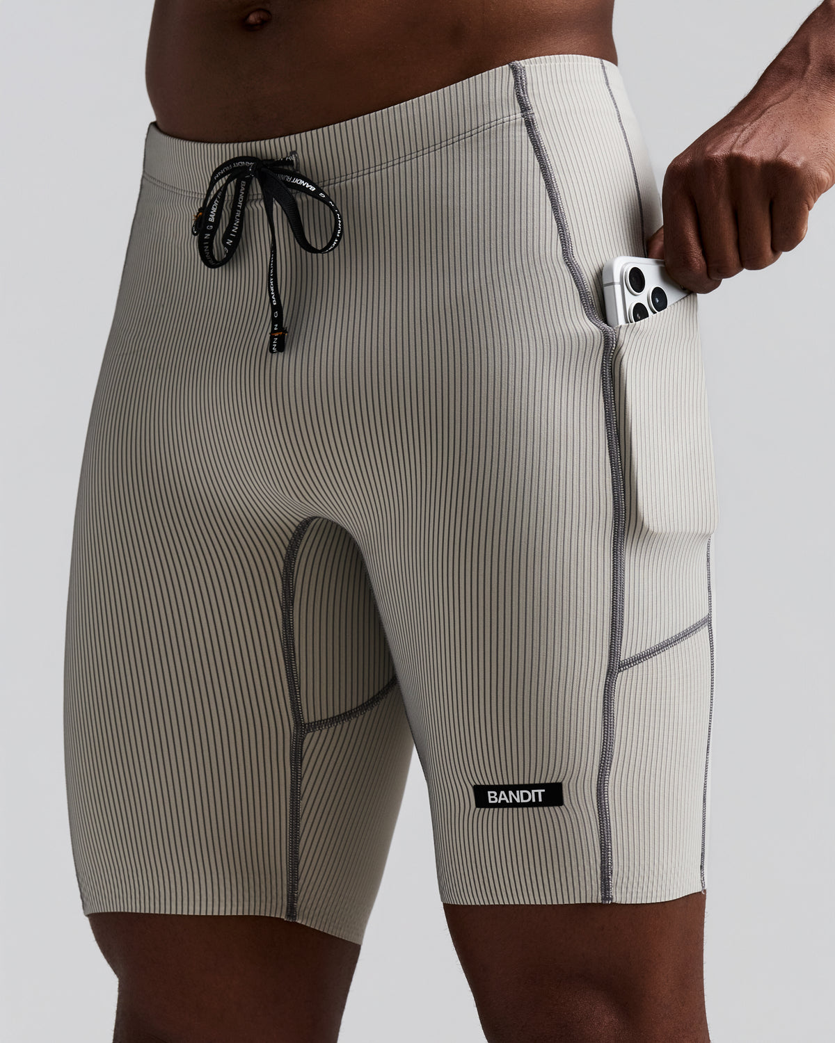 Men's Striped Cadence™ Half Tights - Plaster / Slate
