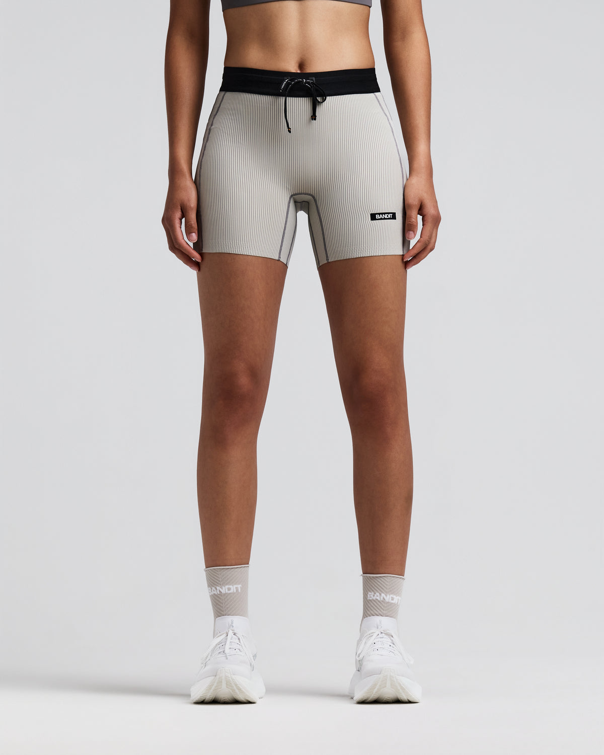Women's Striped Cadence™ 5" Compression Shorts - Plaster / Slate