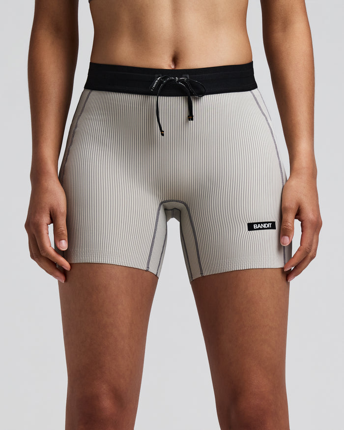 Women's Striped Cadence™ 5" Compression Shorts - Plaster / Slate