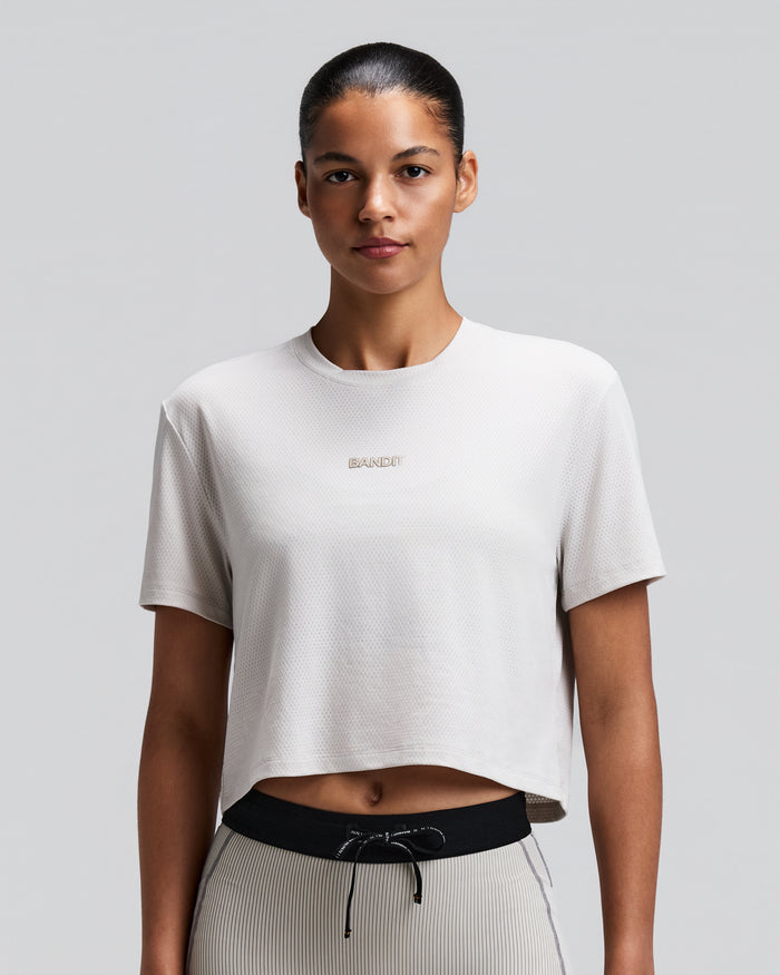 Women's Micromesh™ Cropped Run Tee - Plaster