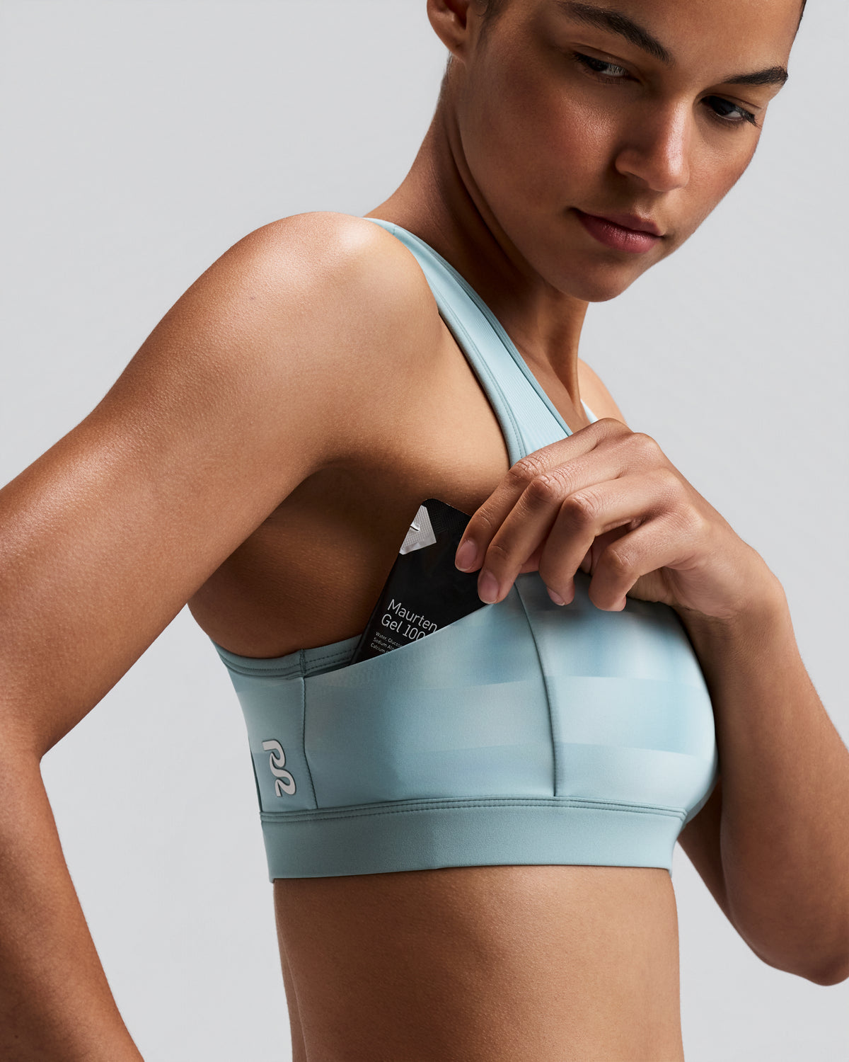 Women's Vanisher™ Reverso™ Scoop Neck Run Bra - Growing Grid - Lagoon / Mist