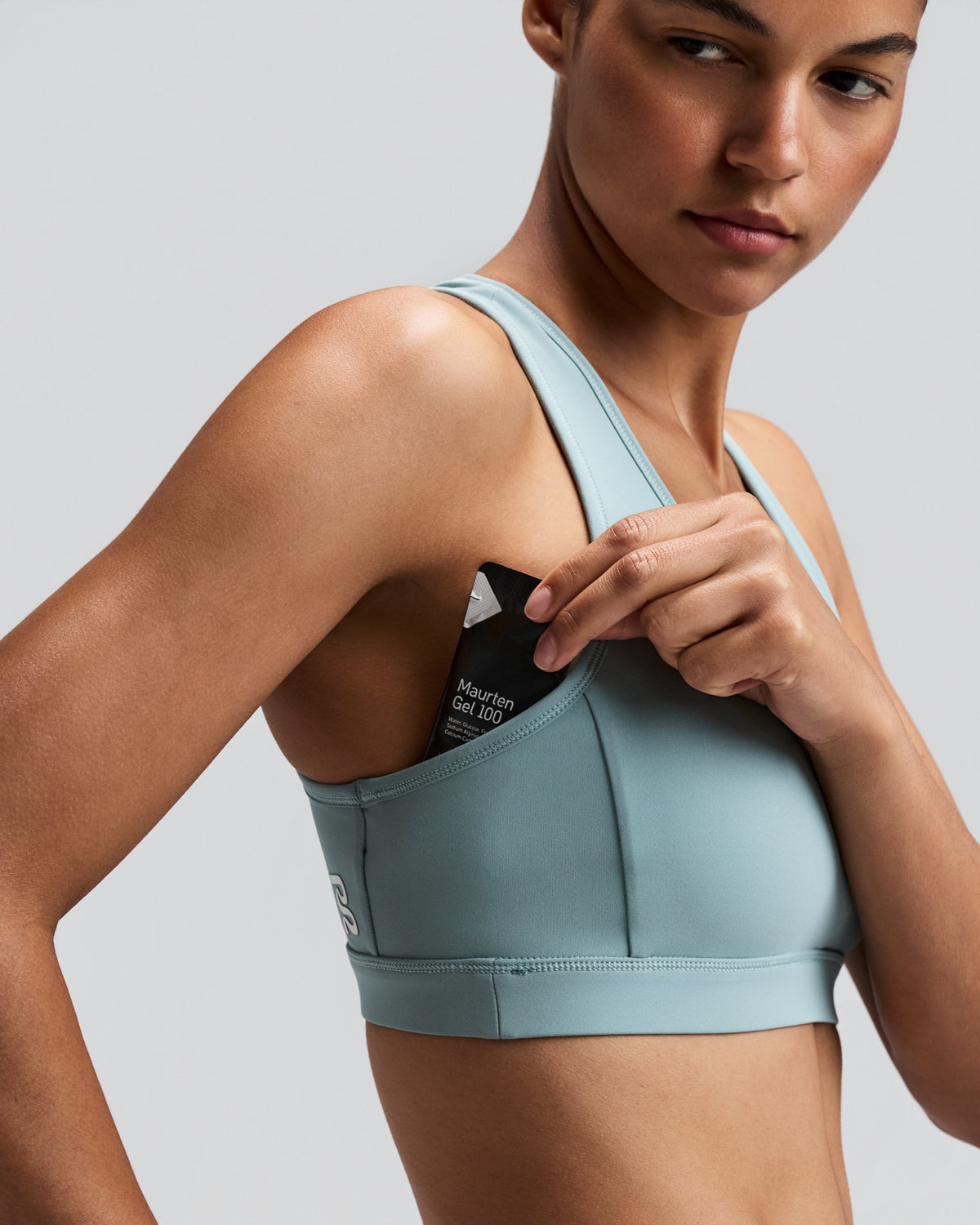 Women's Vanisher™ Reverso™ Scoop Neck Run Bra - Growing Grid - Lagoon / Mist
