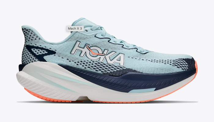 HOKA Mach X 3 — Mujer — Glimmering Blue/Varsity Navy