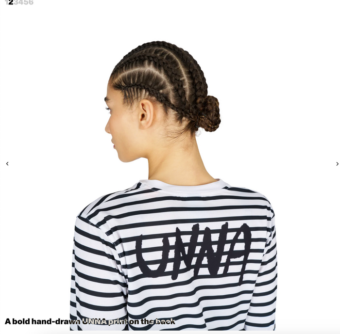 Striped LS — Women — White and Navy