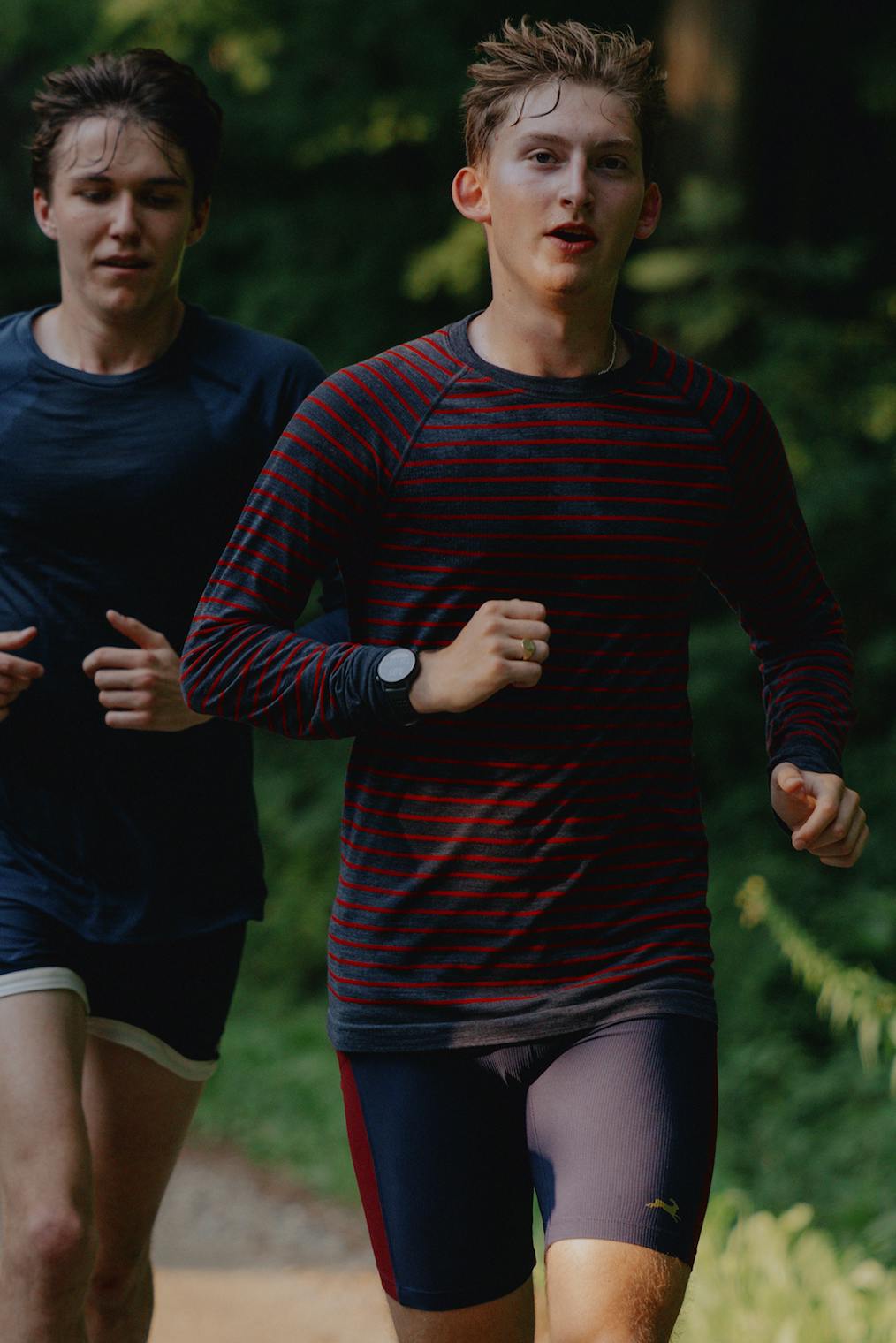 MEN BRIGHTON BASE LAYER - NAVY/RACING RED STRIPE