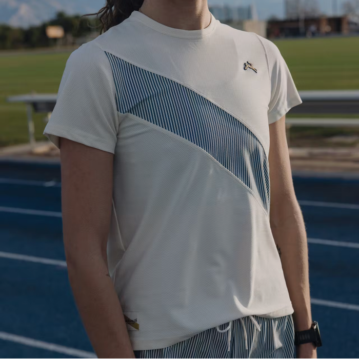 WOMEN VAN CORTLANDT TEE - IVORY/BERING SEA STRIPE