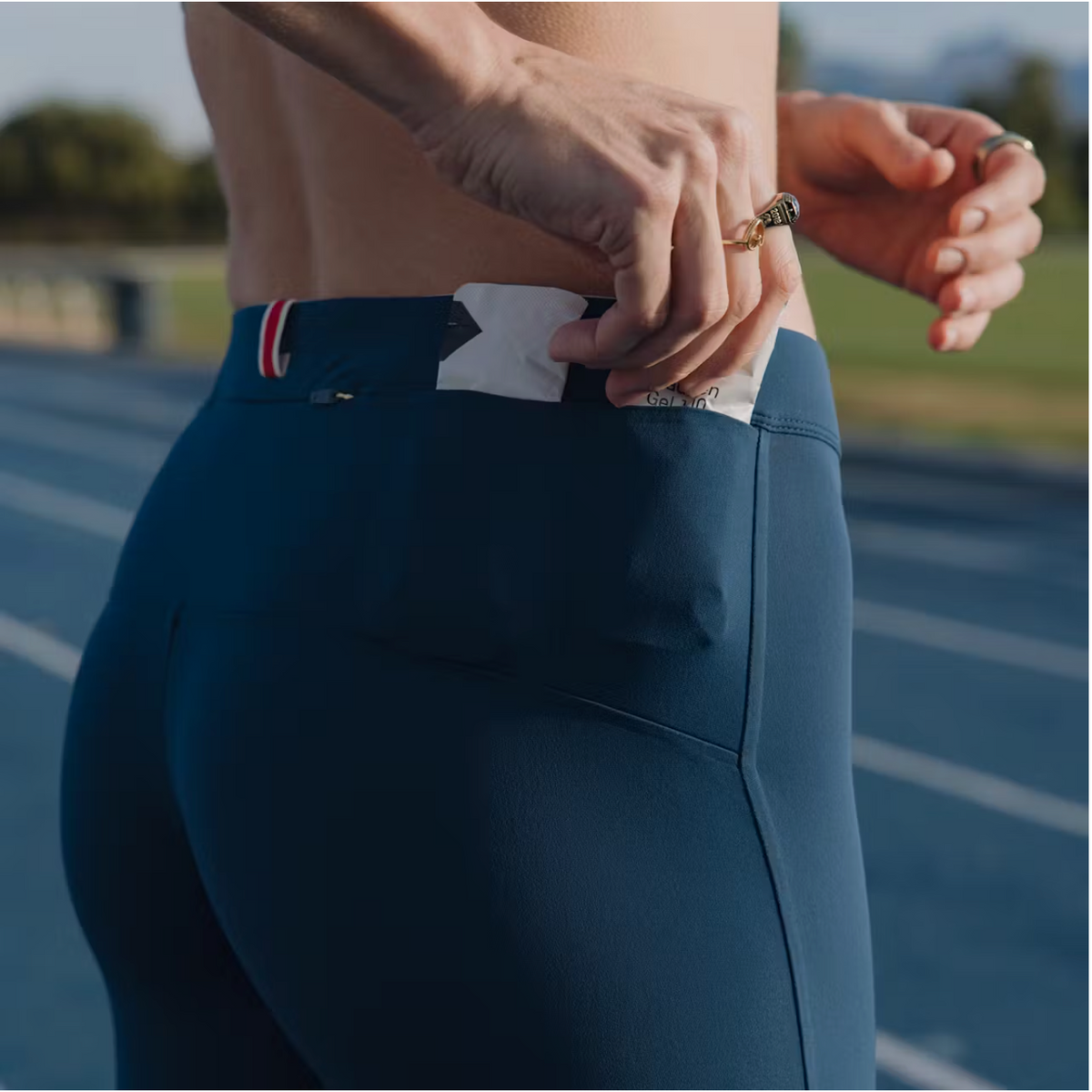 TURNOVER SHORT TIGHTS - INDIGO