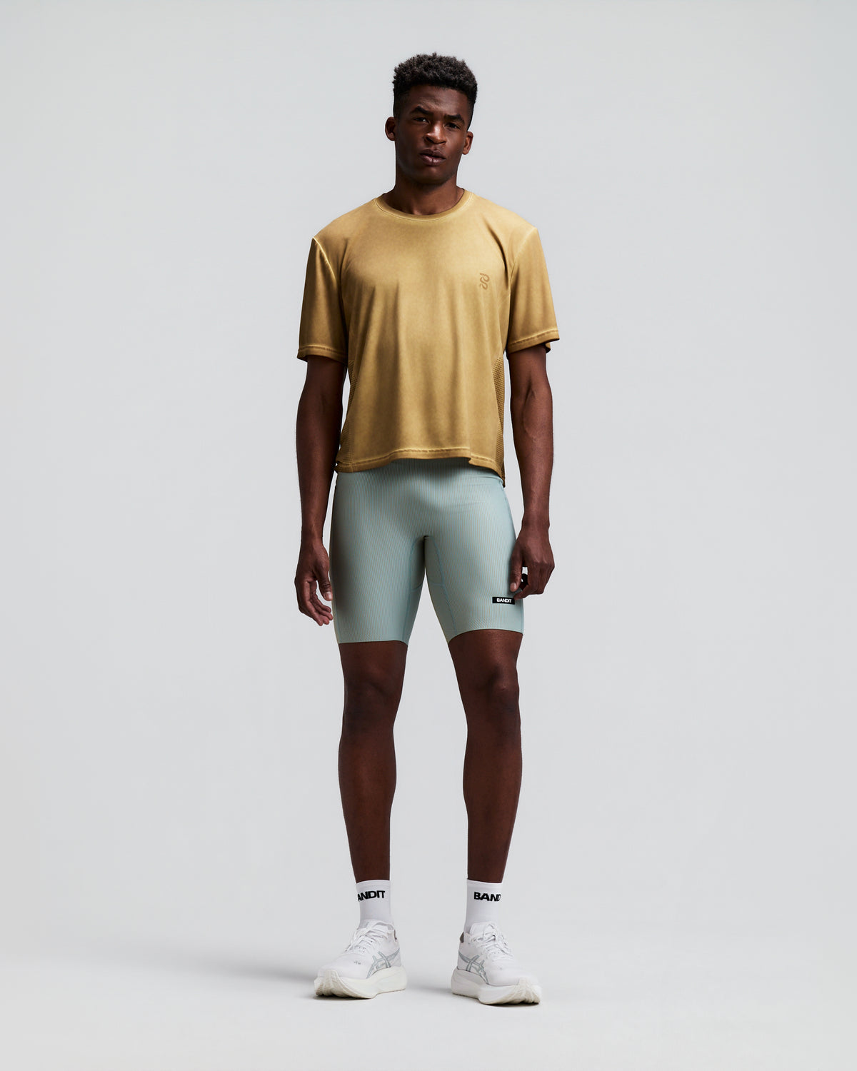 Men's Striped Cadence™ Half Tights - Lagoon / Copal