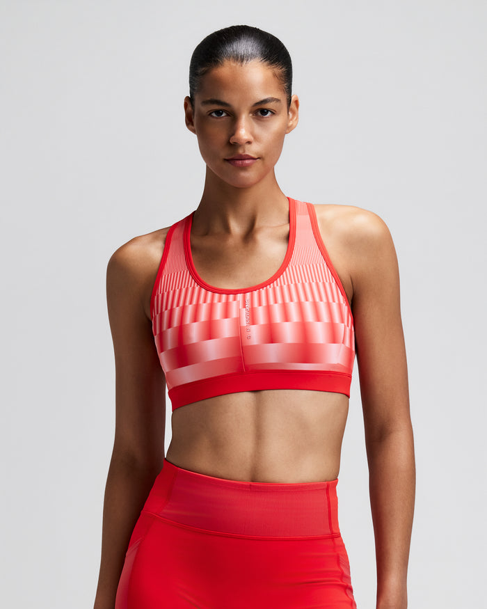 Women's Vanisher™ Reverso™ Scoop Neck Run Bra - Growing Grid - Poppy