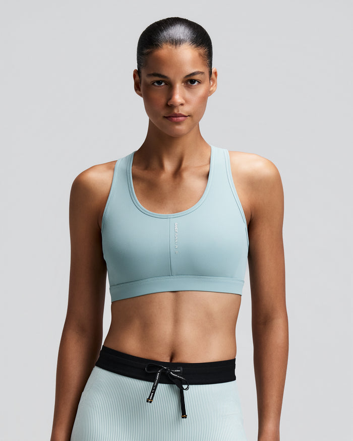 Women's Vanisher™ Reverso™ Scoop Neck Run Bra - Growing Grid - Lagoon / Mist