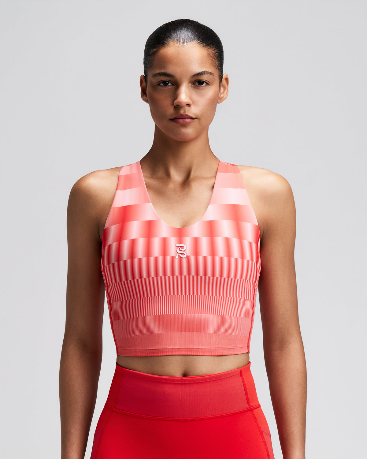 Women's Vanisher™ V-Neck Race Crop - Growing Grid - Poppy