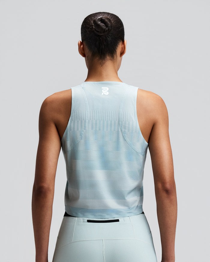 Women's GeoMesh™ Lightweight Race Singlet - Growing Grid - Lagoon / Mist