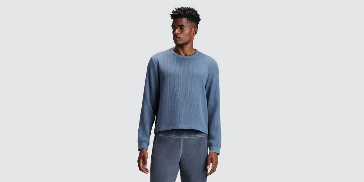 MEN POLARTEC WAFFLE LONG SLEEVE - STEEL HORIZON