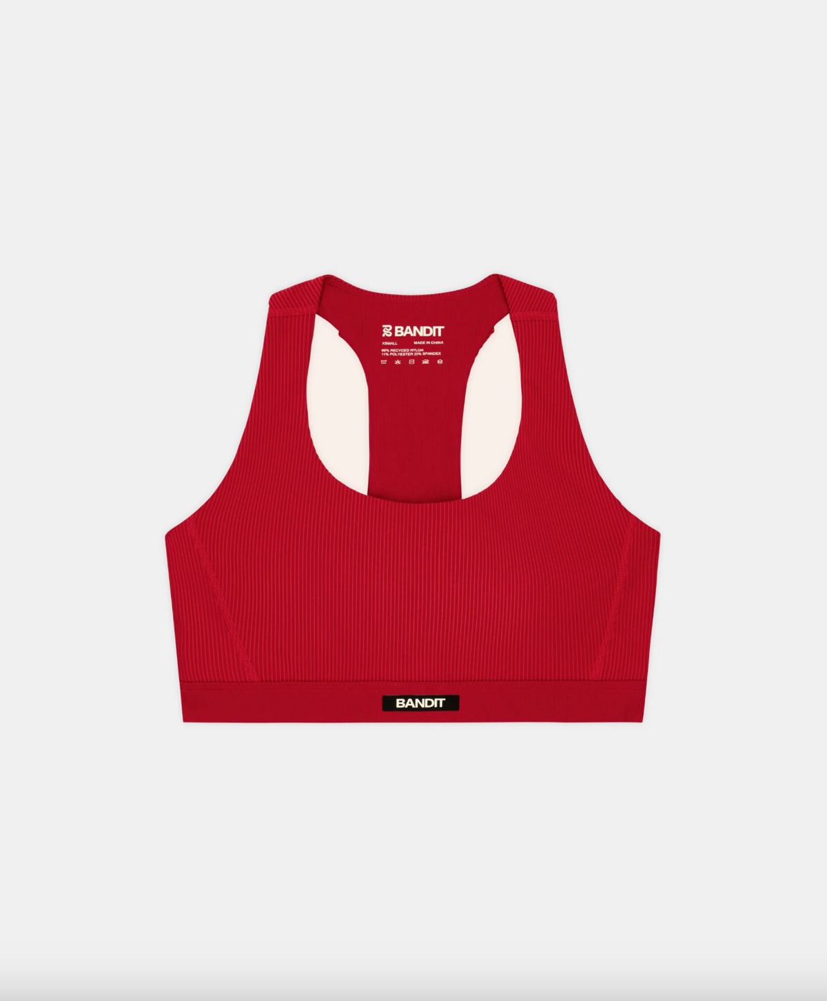 WOMEN STRIPED CADENCE SCOOP NECK T-BACK RUN BRA - OXIDE RED / SIGNAL RED