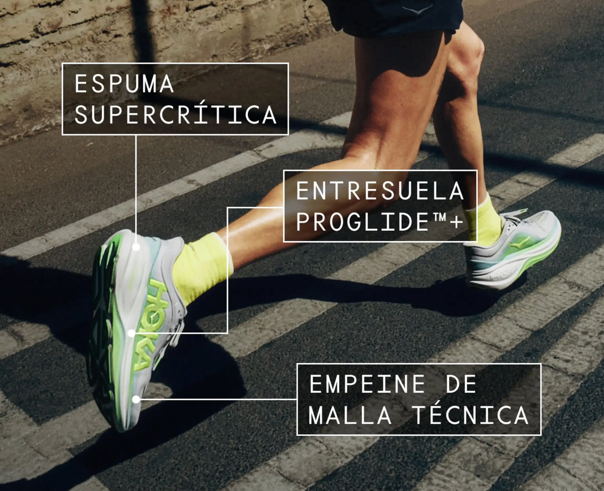 HOKA Clifton PRO — Mujer — Cosmic Grey/Neon Yuzu