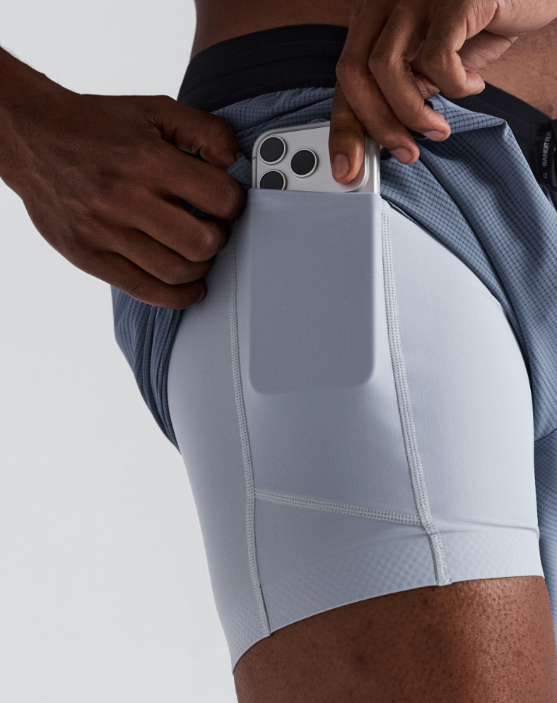 MEN COOLGRID 5" RUN SHORTS - STEEL HORIZON