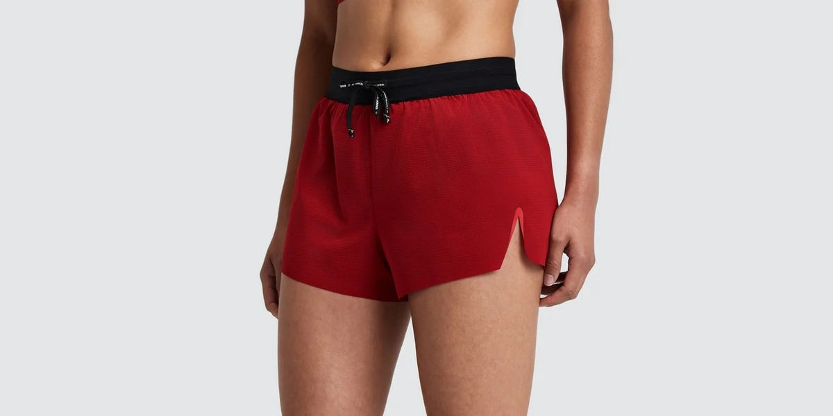 WOMEN RIPSPEED 3" SPLIT SHORTS - OXIDE RED