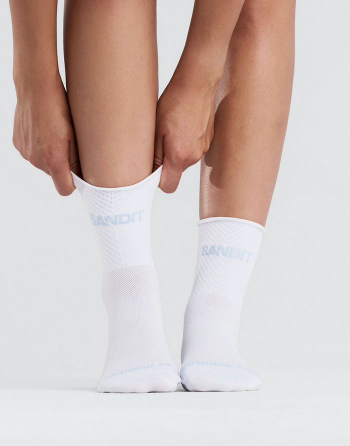 LITE RUN RIBBED QUARTER SOCK - WHITE / PAVILION BLUE