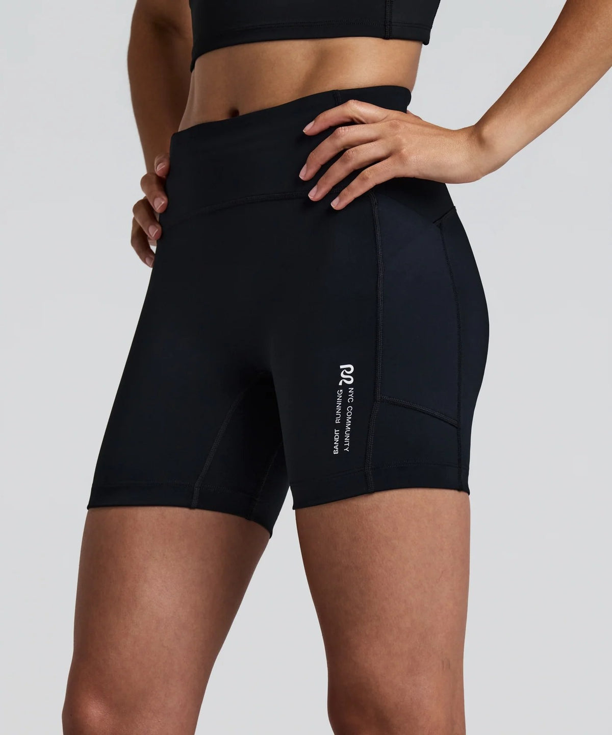 WOMEN STAMINA HIGH WAIST 5" COMPRESSION SHORTS - BLACK