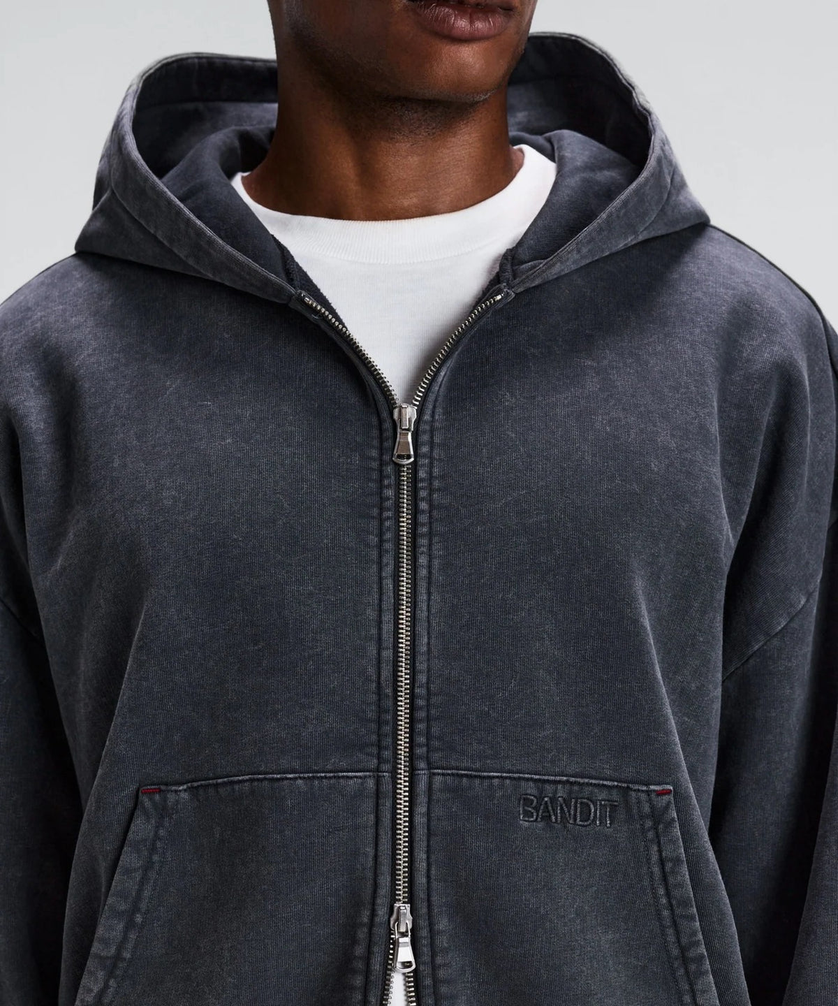 CHROMA WASH 2-WAY ZIP HOODIE - BLACK CHROMA WASH