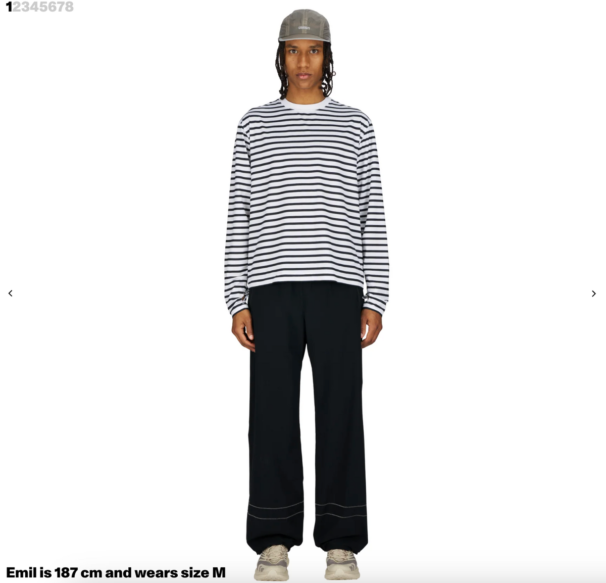 Striped LS — Men — White and Navy