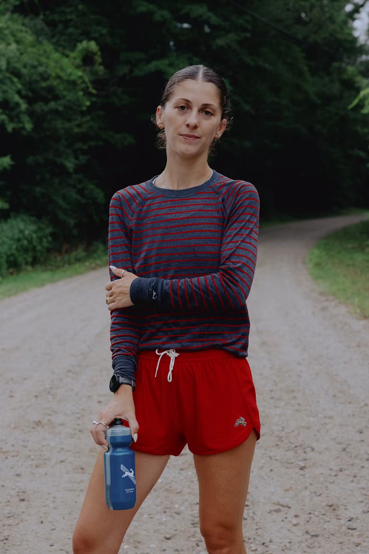 WOMEN BRIGHTON BASE LAYER - NAVY/RACING RED STRIPE