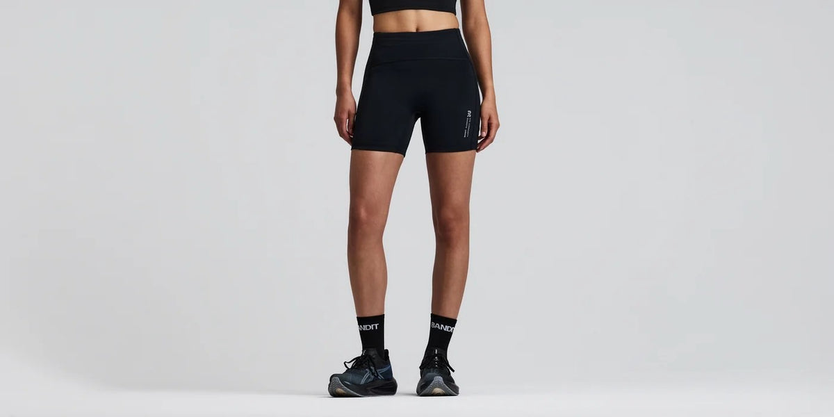 WOMEN STAMINA HIGH WAIST 5" COMPRESSION SHORTS - BLACK