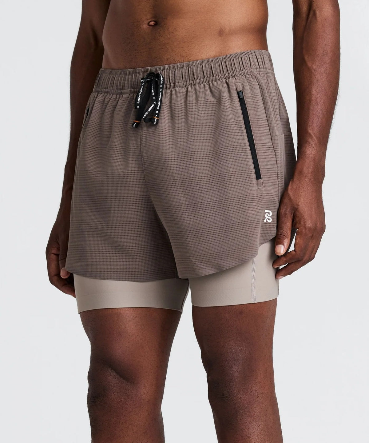 MEN COOLGRID 2-IN-1 RUN SHORTS - COCOA