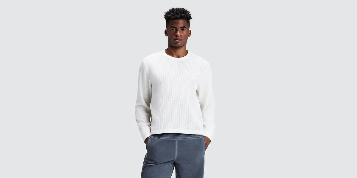 MEN POLARTEC WAFFLE LONG SLEEVE - STONE WHITE