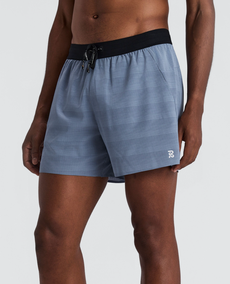 MEN COOLGRID 5" RUN SHORTS - STEEL HORIZON