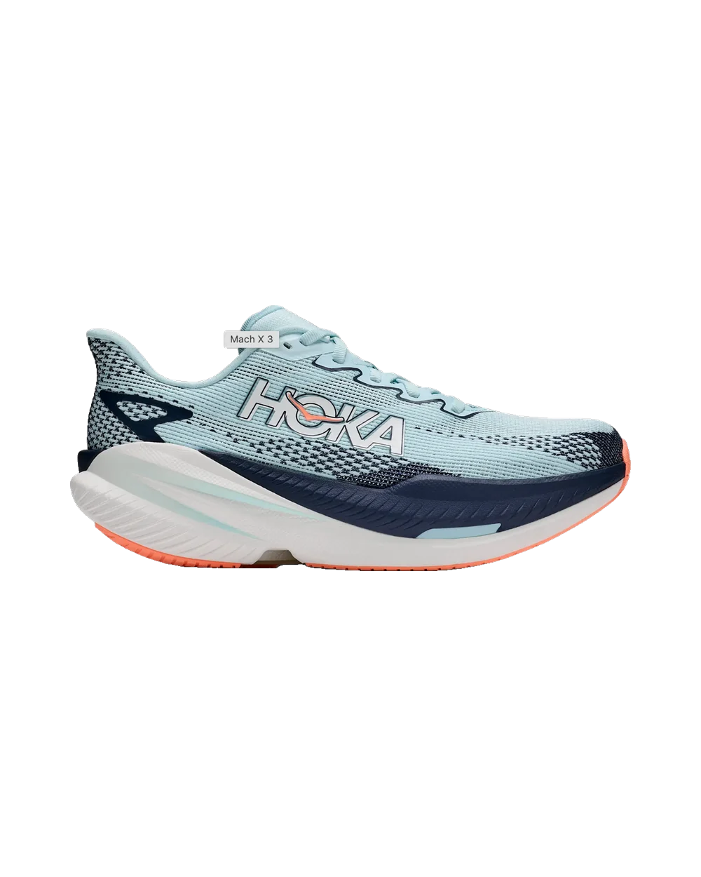 HOKA Mach X 3 — Mujer — Glimmering Blue/Varsity Navy