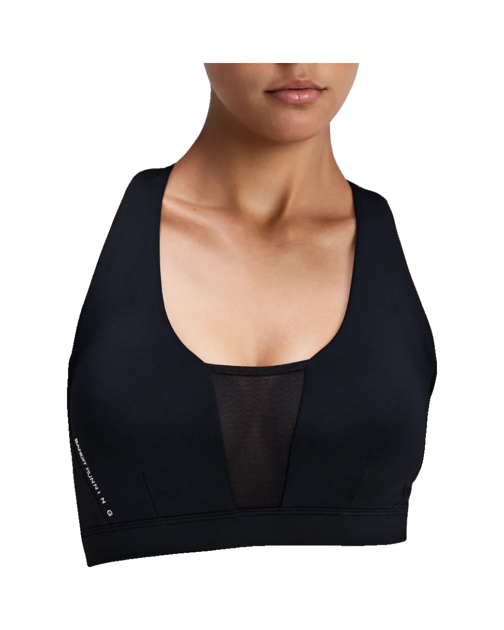 WOMEN STAMINA-V GEOMESH V-NECK RUN BRA - BLACK