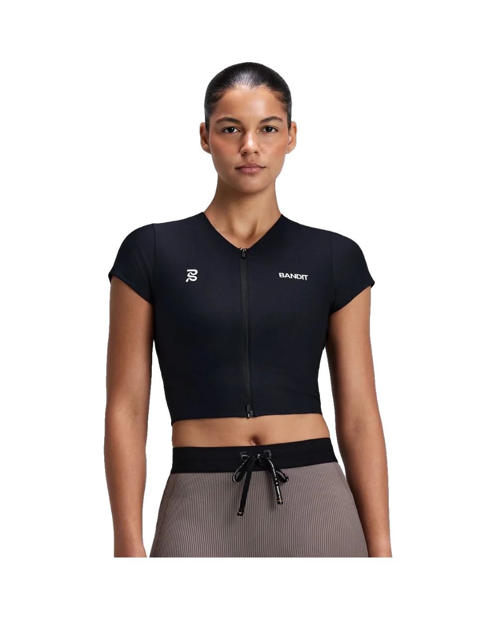 WOMEN ADAPTO 2-WAY ZIP RACE TOP - BLACK